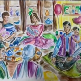 Рисунок "Праздник в восточной семье" на конкурс "Конкурс творческого рисунка “Свободная тема-2021”"