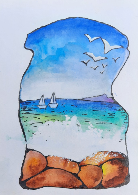 Детский рисунок - Мечты о море