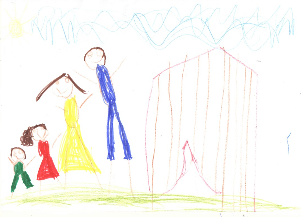 Детский рисунок - Мой город и моя семья