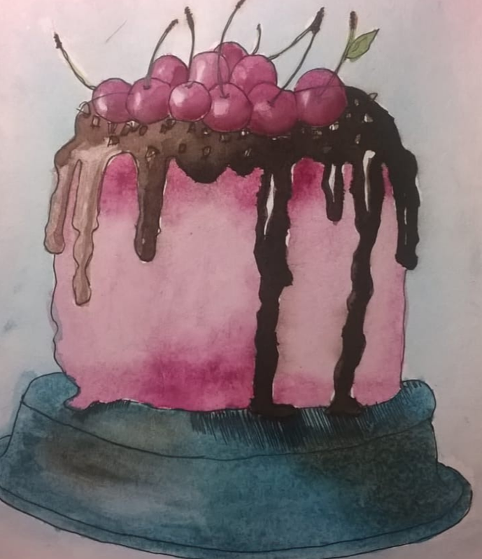 Детский рисунок - вишневый пирог