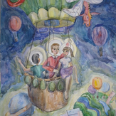 Рисунок "На большом воздушном шаре" на конкурс "Конкурс детского рисунка “Таинственный космос - 2018”"