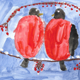 Рисунок "Снегири прилетели" на конкурс "Конкурс творческого рисунка “Свободная тема-2019”"
