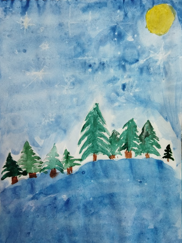 Детский рисунок - Зимний лес