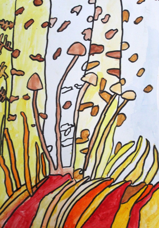 Детский рисунок - На осенней опушке леса