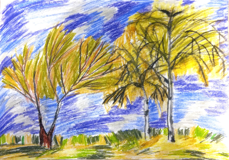 Детский рисунок - Осенние деревья