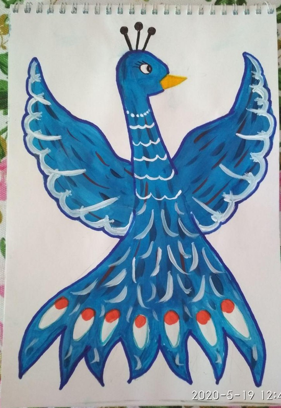 Детский рисунок - Синяя птица