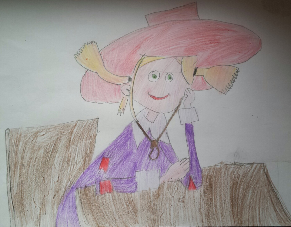 Детский рисунок - Пеппи Длинный Чулок в школе