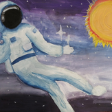 Рисунок "Космонавт в пространстве бесконечного космоса" на конкурс "Конкурс творческого рисунка “Свободная тема-2021”"