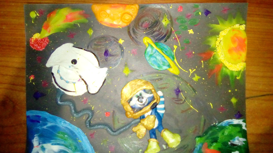 Детский рисунок - В открытом космосе