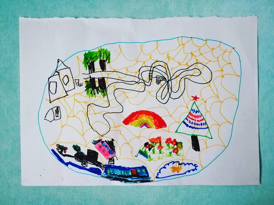 Детский рисунок - Планета счастья