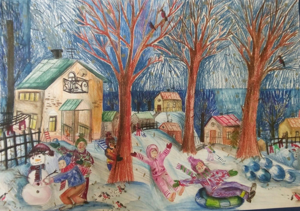 Детский рисунок - зима