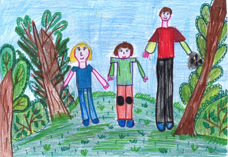 Детский рисунок - Летняя прогулка