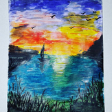 Рисунок "закат на озере"