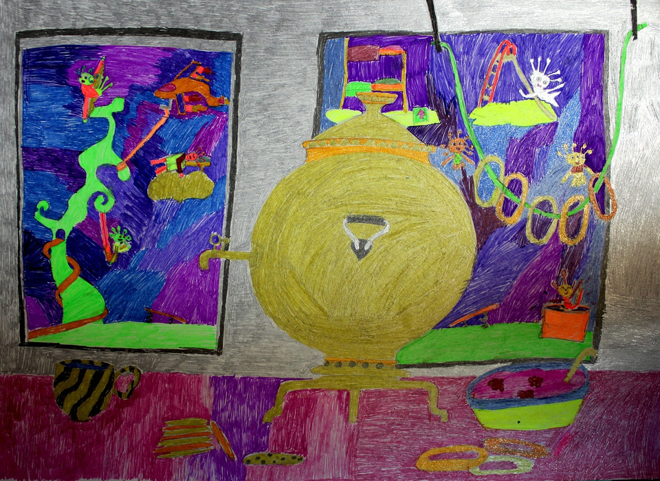 Детский рисунок - За окном инопланетяне