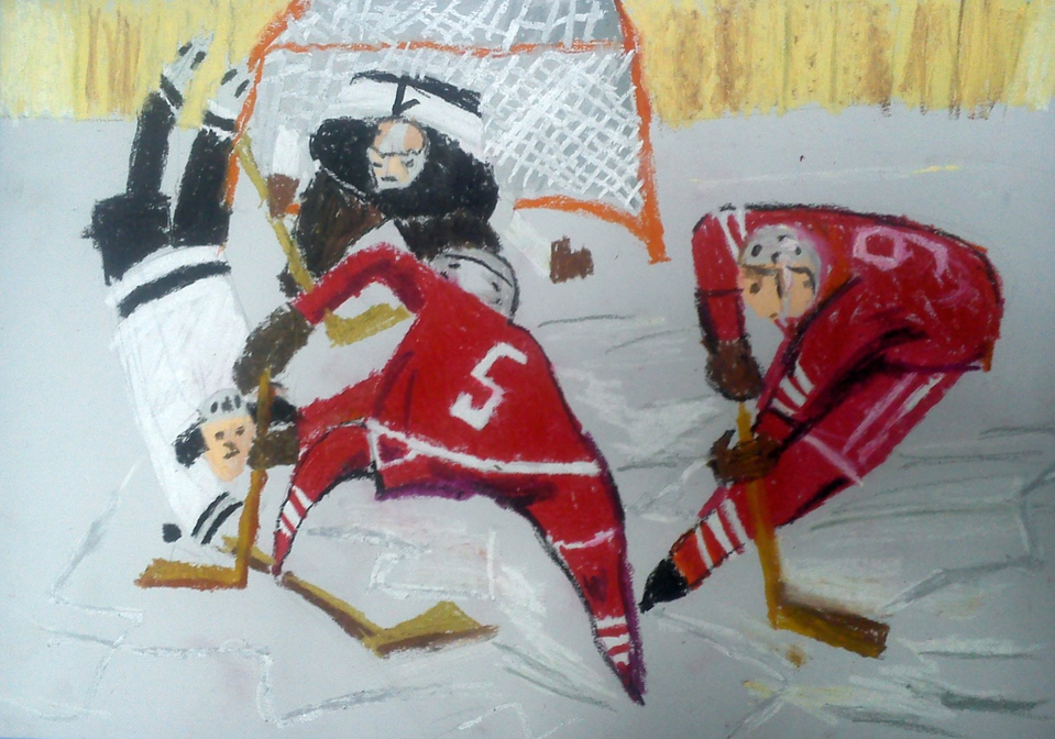 Детский рисунок - Трус не играет в хоккей