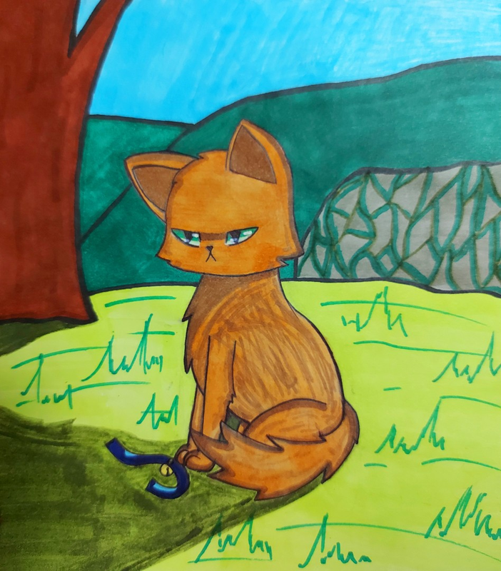 Детский рисунок - Рыжий лесной кот