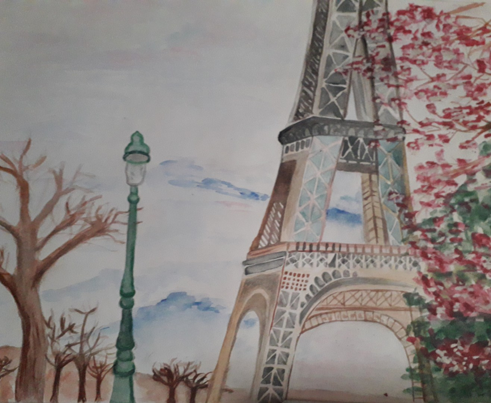 Детский рисунок - Париж