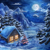 Рисунок "Новый год в горах" на конкурс "Конкурс детского рисунка “Новогодняя Открытка-2019”"