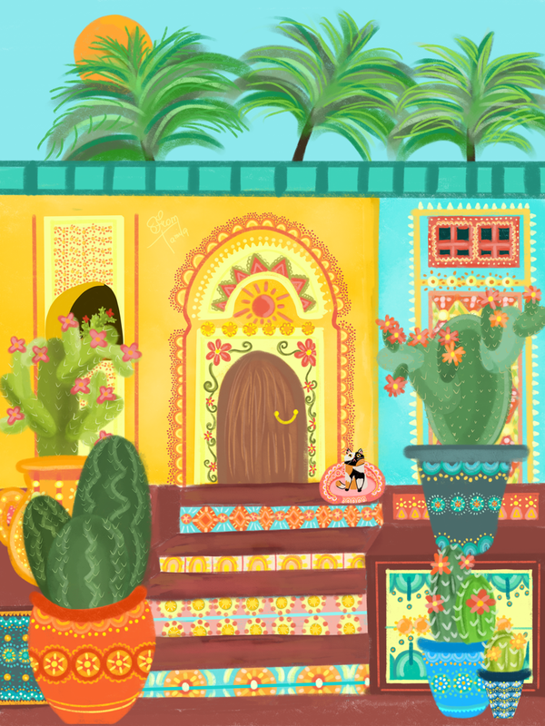 Детский рисунок - Марокканская изба