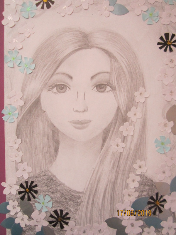 Детский рисунок - Цветочный портрет