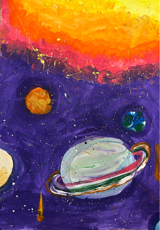 Детский рисунок - Планеты в космосе
