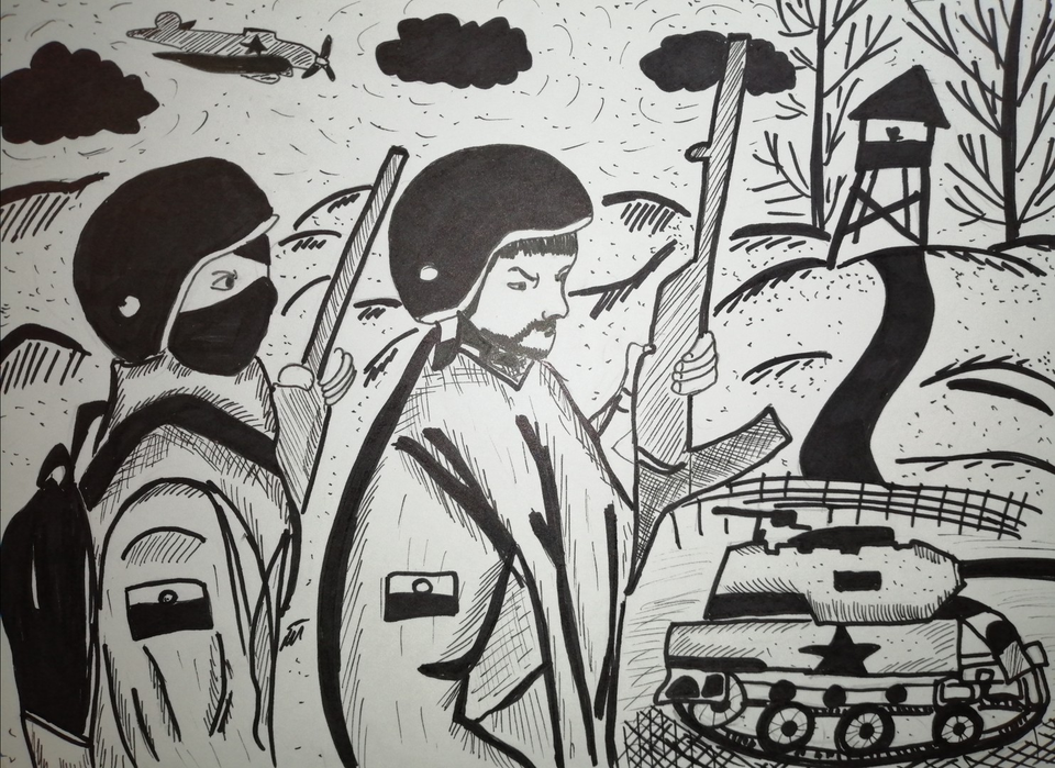 Детский рисунок - На войне