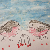Рисунок "Снегирь - красивая птица зимы" на конкурс "Конкурс детского рисунка “Новогодняя Открытка-2019”"
