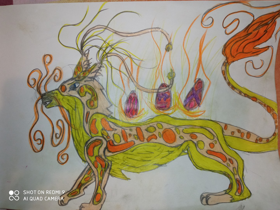 Детский рисунок - Пасхальный дракон