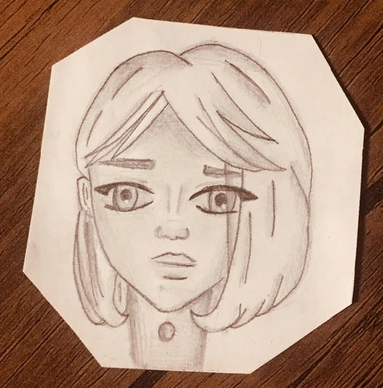 Детский рисунок - девочка грустит