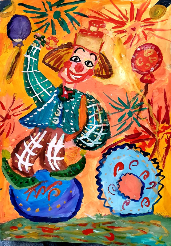 Детский рисунок - Весёлый клоун