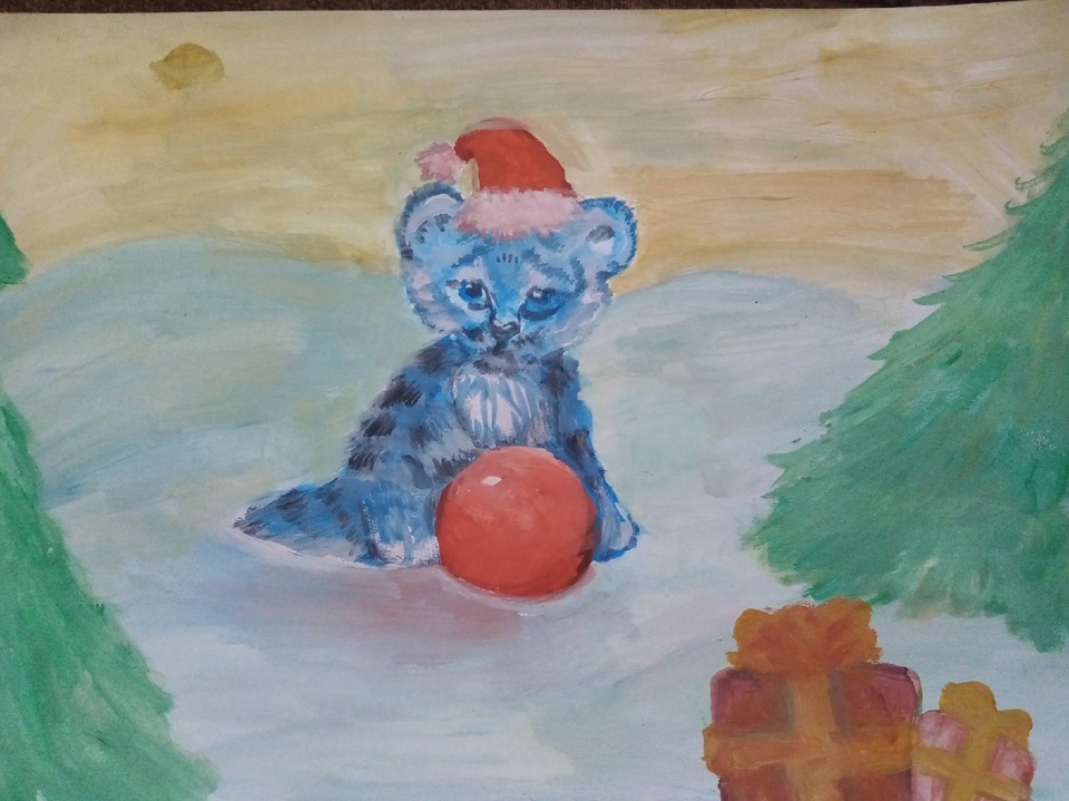 Детский рисунок - Год синего тигра