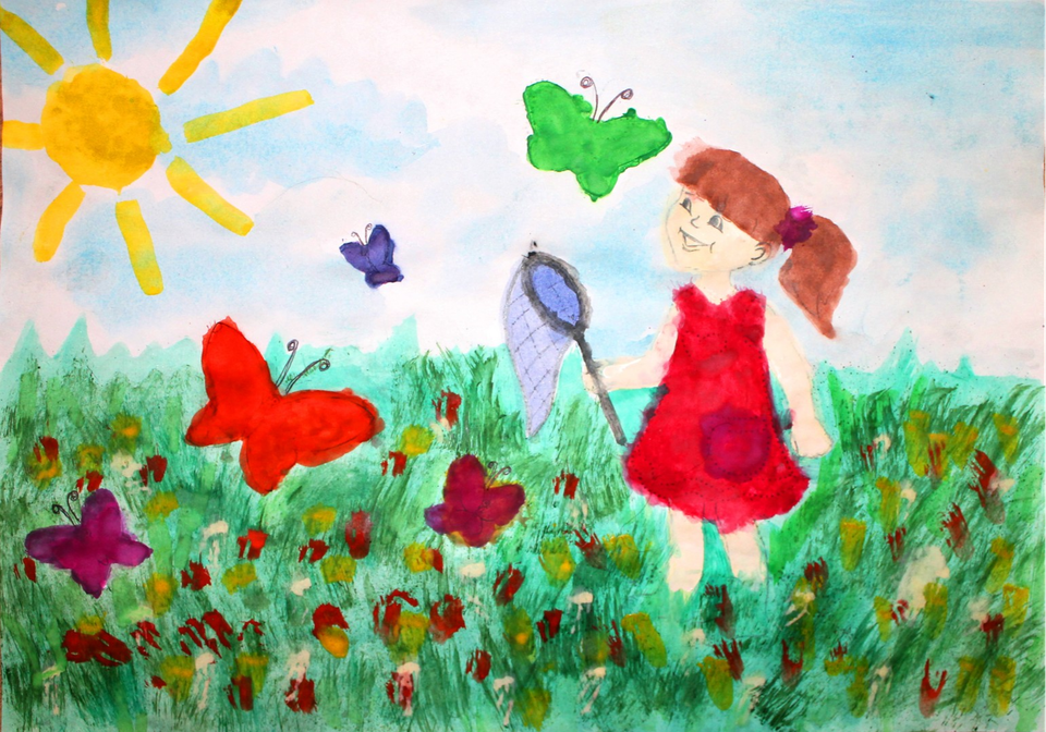 Детский рисунок - Бабочки
