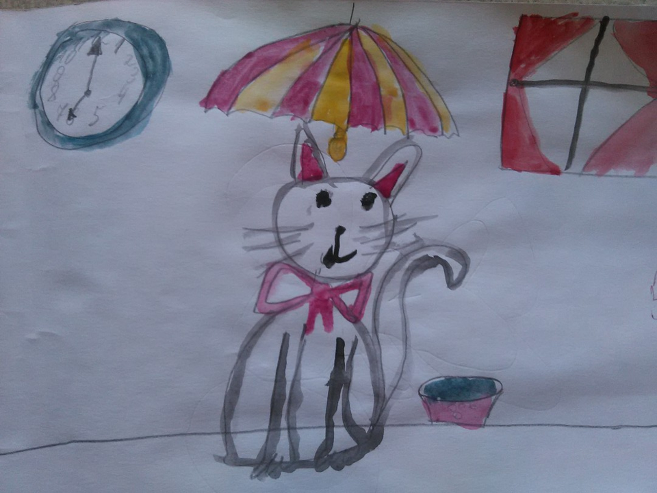 Детский рисунок - Котик-Фастик