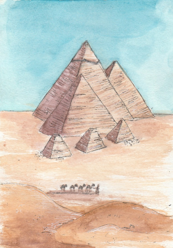 Детский рисунок - пирамиды