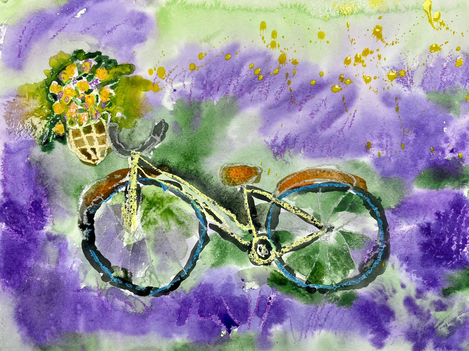 Детский рисунок - Весёлый велосипед