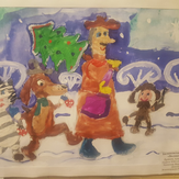 Рисунок "Волшебная зима - зима в Простоквашино" на конкурс "Конкурс детского рисунка "Мультяшки 2017""