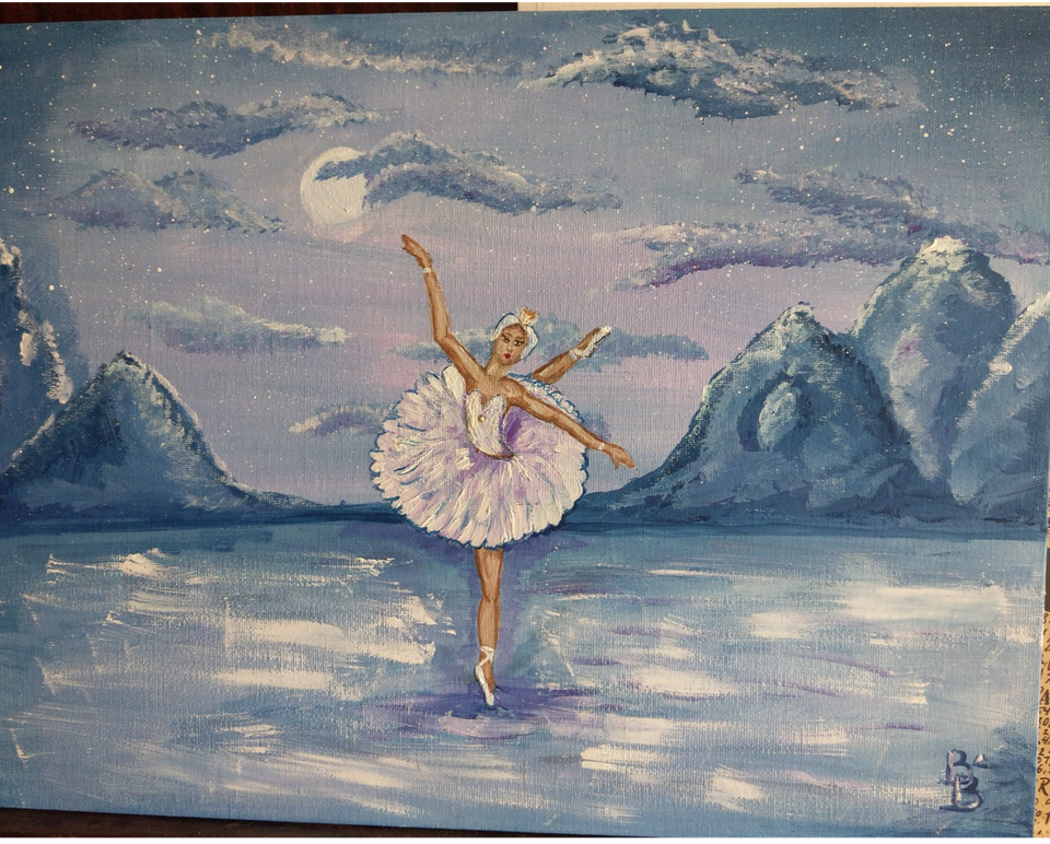 Детский рисунок - Танец Одетты из балета Лебединое озеро