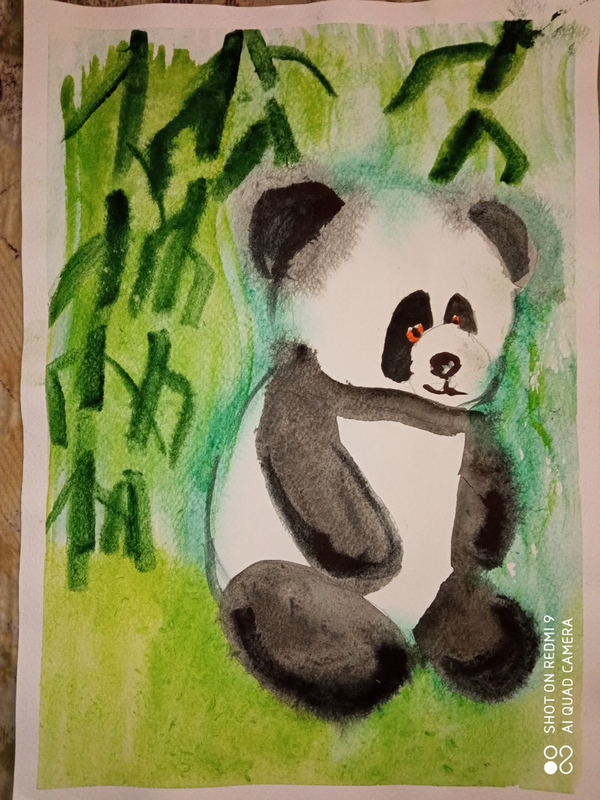 Детский рисунок - Мишка панда