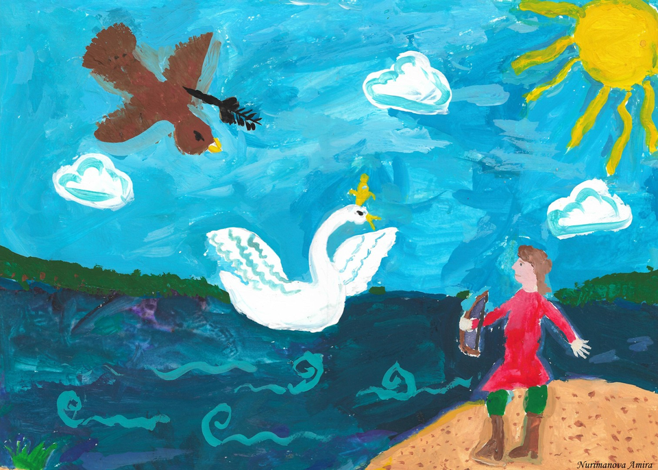 Детский рисунок - Царевна Лебедь