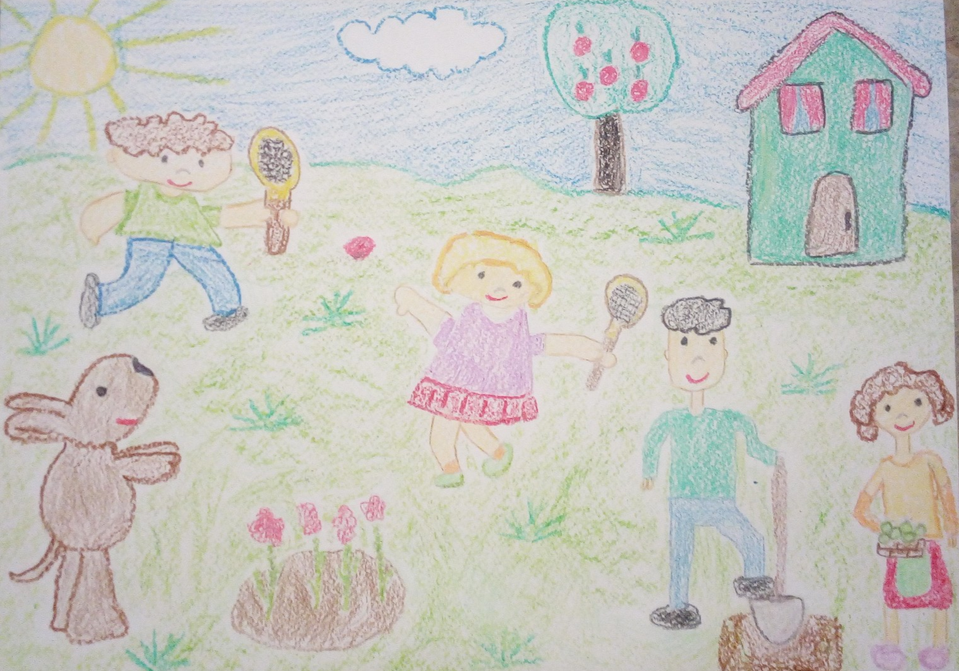 Детский рисунок - Летний отдых моей семьи