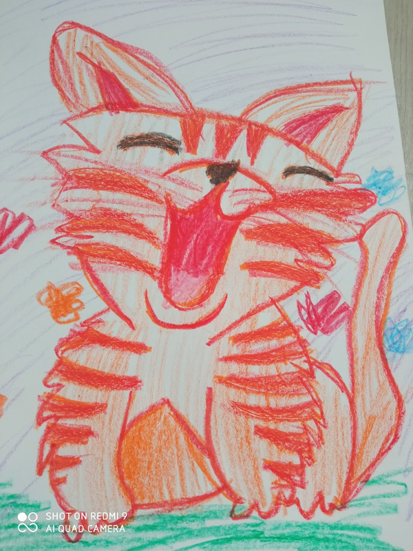 Детский рисунок - Котенок Рыжик