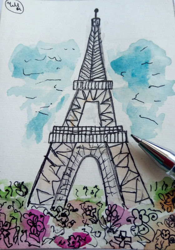 Детский рисунок - Эйфелева башня