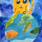 Рисунок "Котёнок Космоперсик" на конкурс "Конкурс детского рисунка “Таинственный космос - 2018”"