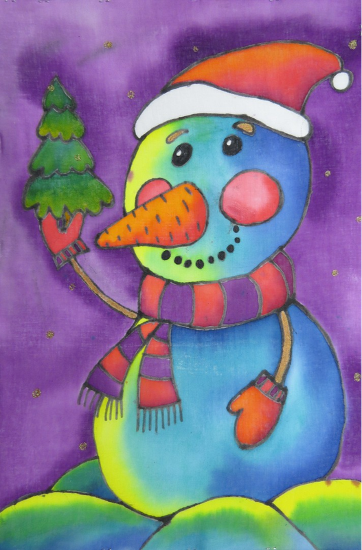 Детский рисунок - Снеговичок
