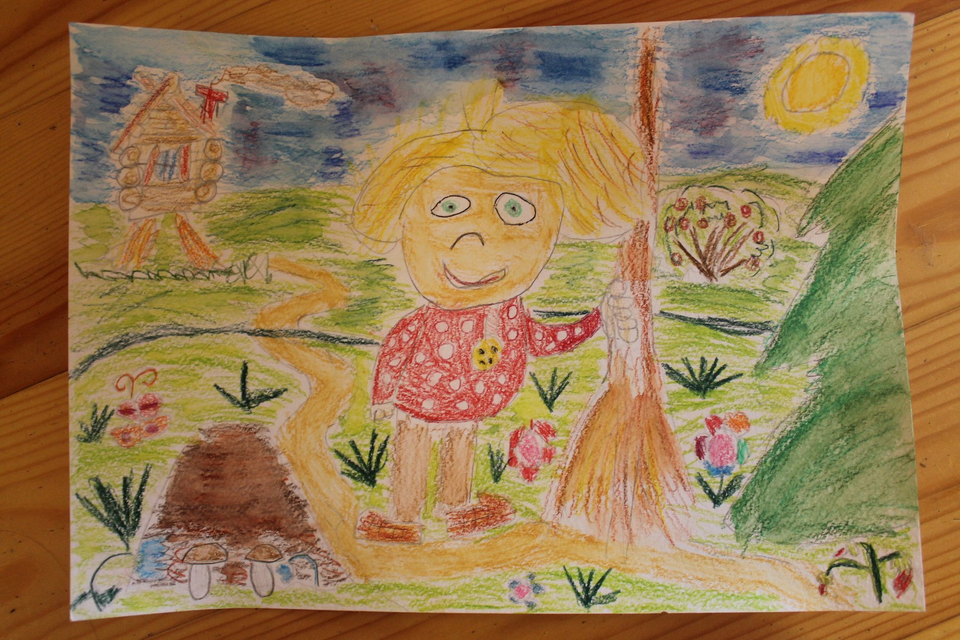 Детский рисунок - ДОМОВЕНОК КУЗЬКА