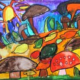 Рисунок "Осенние грибочки" на конкурс "Конкурс детского рисунка “Сказочная осень - 2018”"