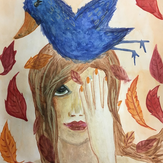 Рисунок "Синяя птица осени" на конкурс "Конкурс детского рисунка “Сказочная осень - 2018”"