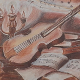 Рисунок "Натюрморт со скрипкой" на конкурс "Конкурс творческого рисунка “Свободная тема-2020”"