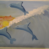 Рисунок "Дельфины и волна"