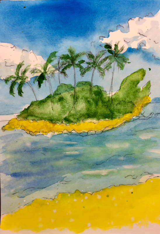 Детский рисунок - Тропический остров